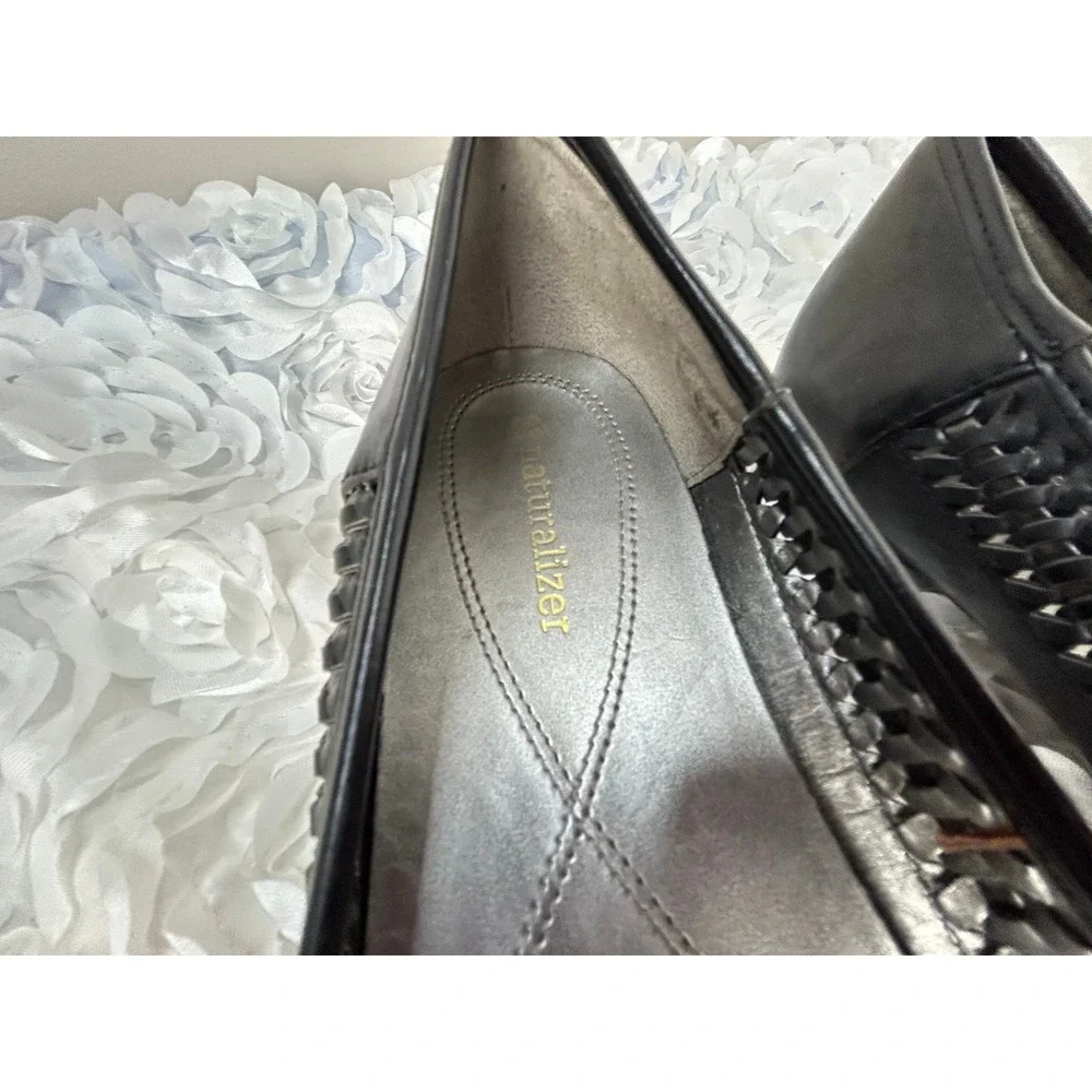 Natualizer Leather Flats Loafer‎ Shoes Women's 9 M Black Braided Weave Comfort